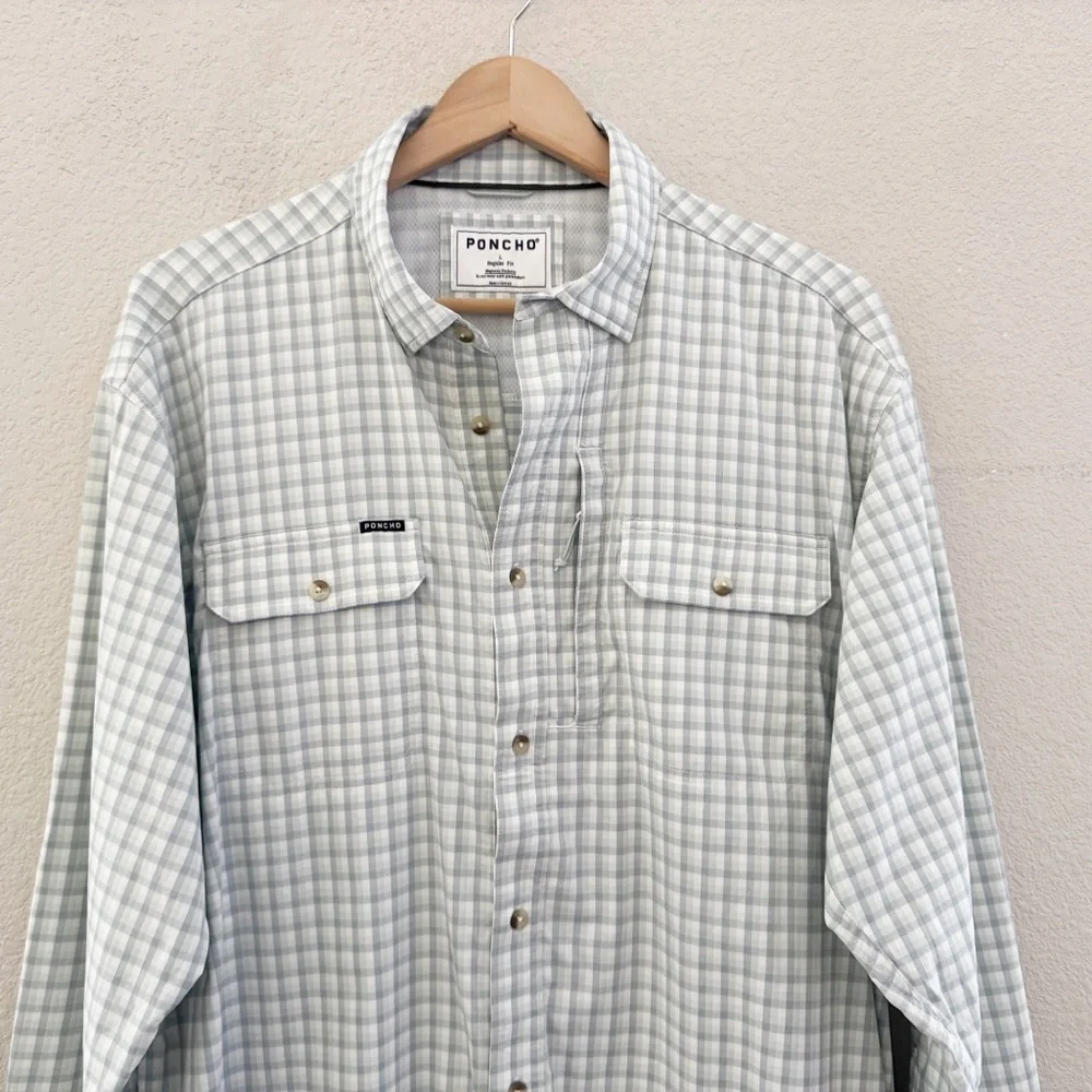 Poncho Original Shirt Mens Large Plaid Outdoor Fishing Utility Casual Technical - Picture 6 of 13